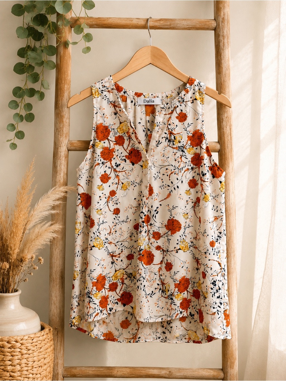 Dalia Floral Boho Sleeveless Blouse Size S